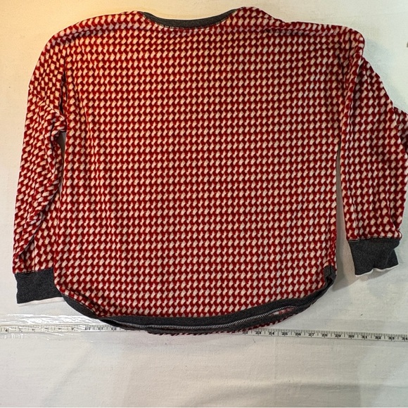 Simply Vera Vera Wang Red and White Patterned Fleece Sweatshirt Large Womens - Picture 2 of 7
